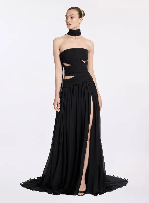 Cut-Out Silk Dress
