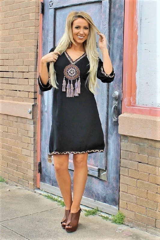 Fringe Embroidery Dress