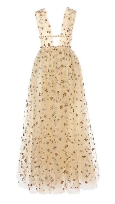 V Neck Charming Prom Dress With Stars     cg20628