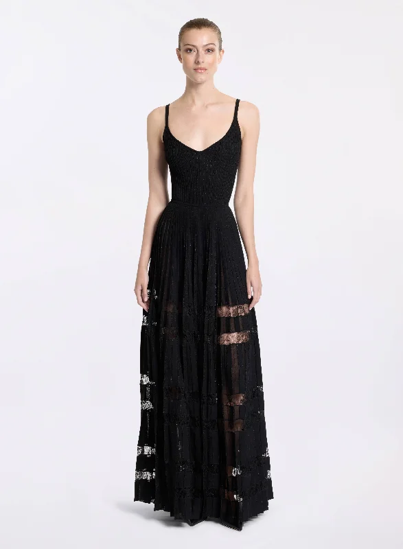 Knit Dress With Lace Inserts