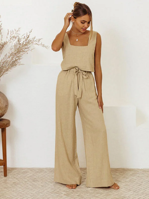 Women's Vest Sleeveless Trousers Loose Suit Fashion Suit Trousers Plaid Checkered