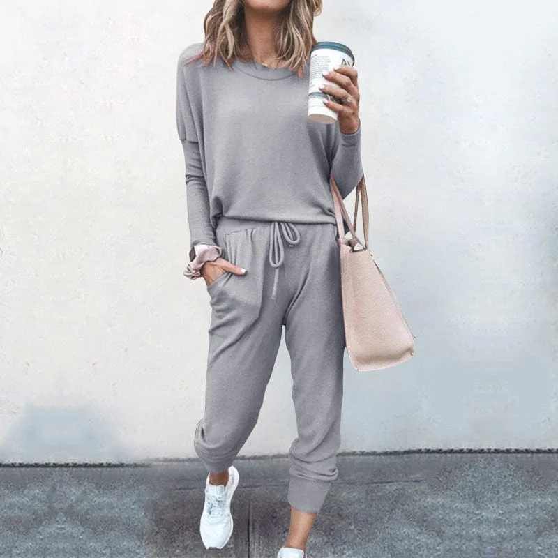 Knitted Cotton Lounge Set with Trousers Trousers Silk Elegant