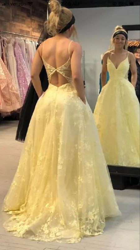 Yellow Lace Prom Dress Long, Formal Dress, Dance Dresses, Graduation School Party Gown Y7310 Yellow Lace Prom Dress Long, Formal Dress, Dance Dresses, Graduation School Party Gown Y7310
