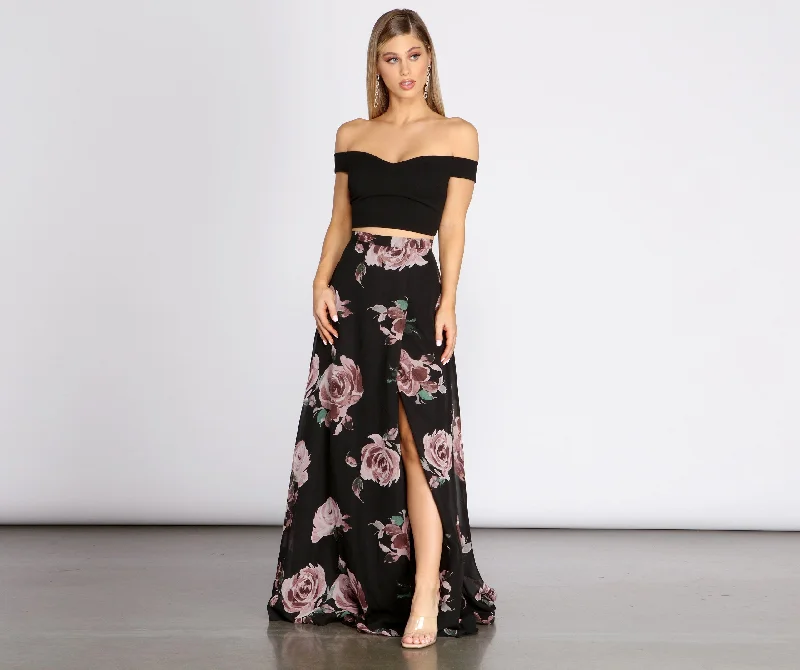 Flora Floral Stylish Two Piece Dress