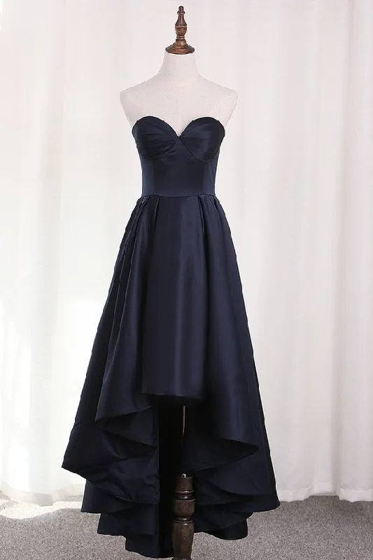2024A Line Satin Asymmetrical Sweetheart Evening Dresses P6MAEZYG