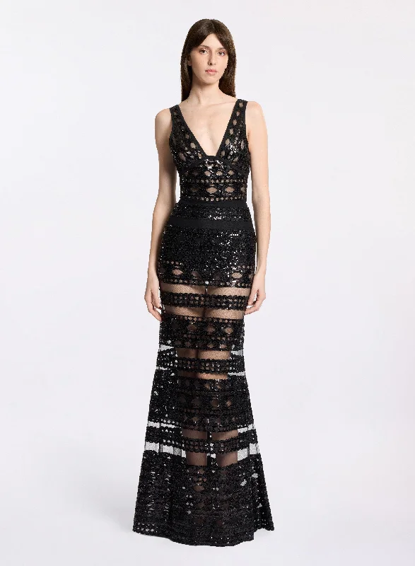 Tulle Embroidered Long Dress