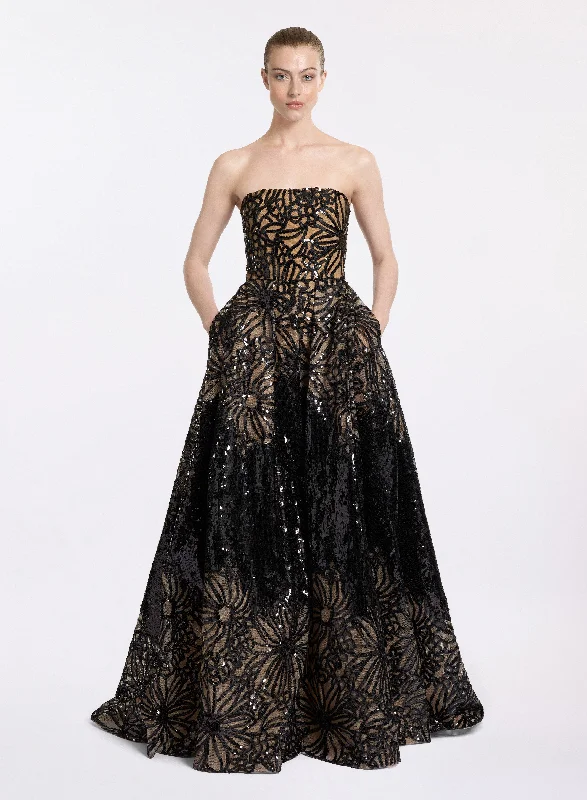 Sequin Embroidered Long Dress