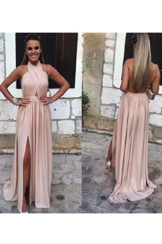 2024 Sexy Open Back Halter Evening Dresses A Line PA2Q1BEQ