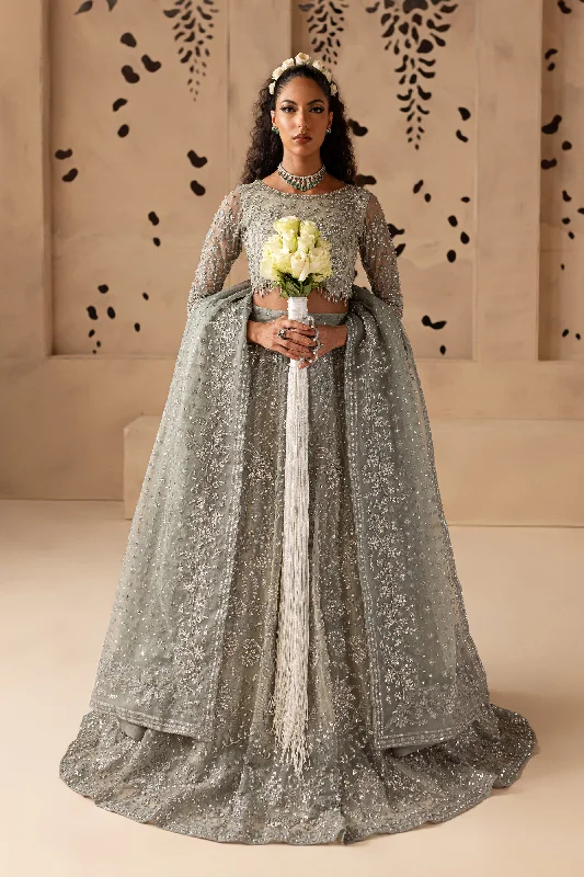 Ice Grey Organza Lehenga Choli Pakistani Bridal Dress