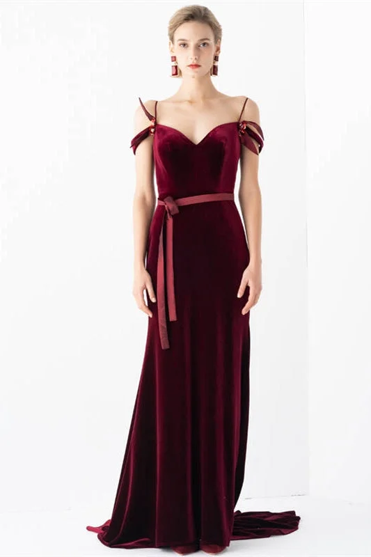 Off the Shoulder Mermaid Burgundy Dress