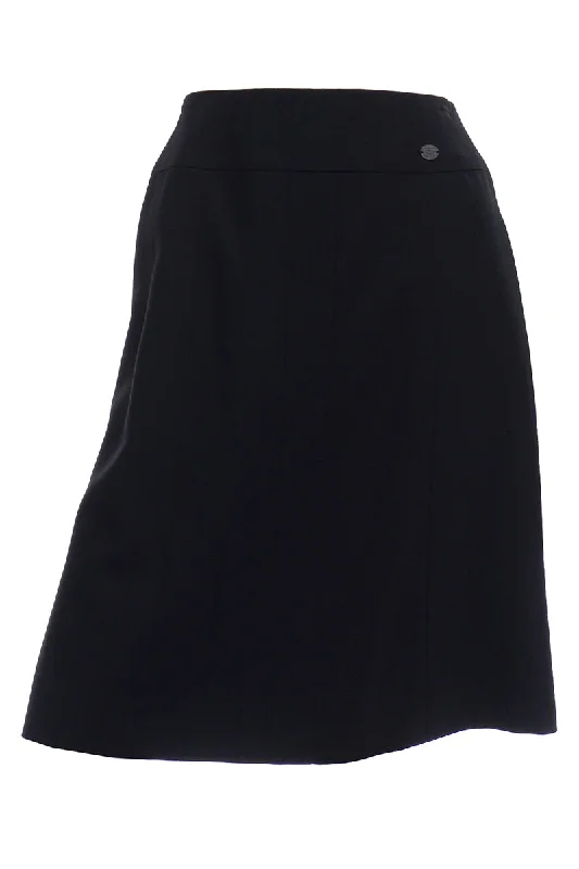 2001 Spring Summer Chanel Black Wool Skirt W CC Logo Monogram