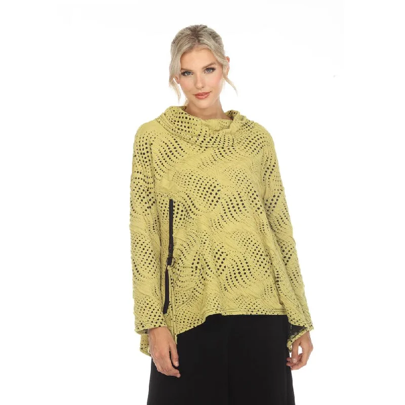 Moonlight Dotted Cowl-Neck Tunic in Kiwi- 3799-KW