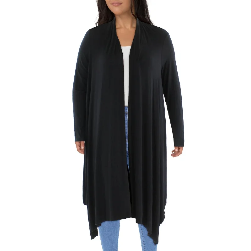 24seven Comfort Apparel Womens Open Front Drapey Duster Blazer