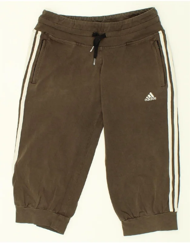 ADIDAS Womens Sport Shorts UK 10 Small Brown Cotton