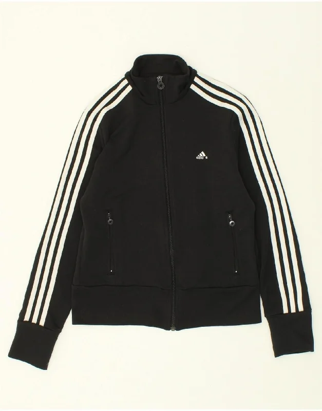 ADIDAS Womens Tracksuit Top Jacket UK 14 Medium Black