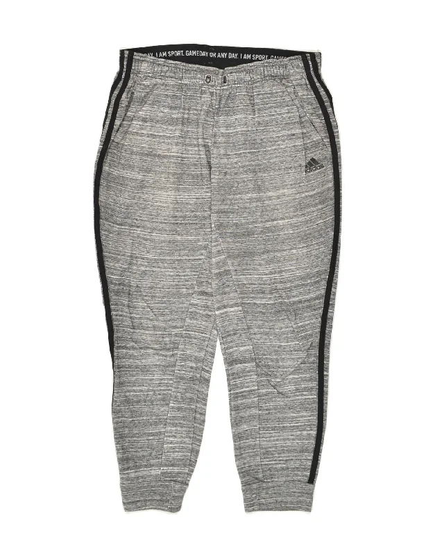 ADIDAS Womens Tracksuit Trousers Joggers UK 12/14 Medium Grey Flecked