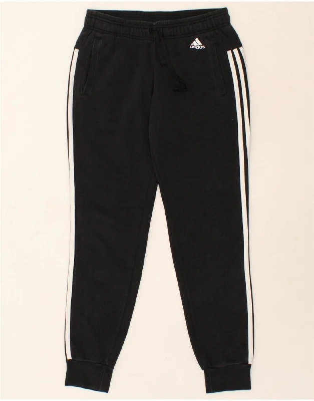 ADIDAS Womens Tracksuit Trousers Joggers UK 14 Medium Black Cotton