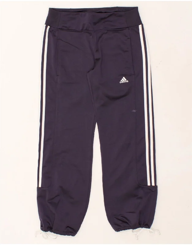 ADIDAS Womens Tracksuit Trousers UK 10 Small Navy Blue Polyester