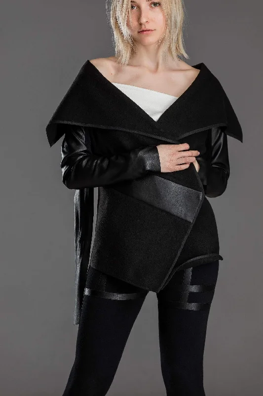 Asymmetric black jacket