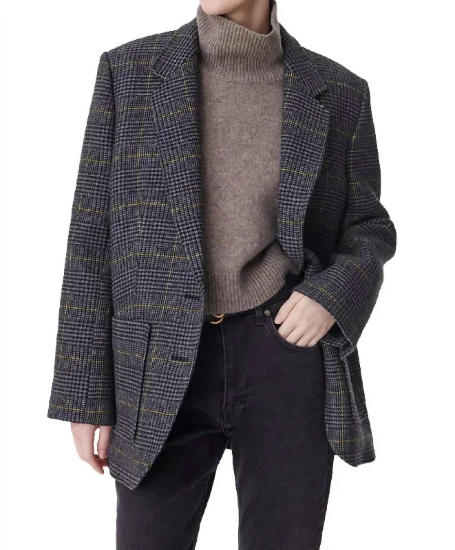 Bradley Houndstooth Blazer In Anthracite Plaid