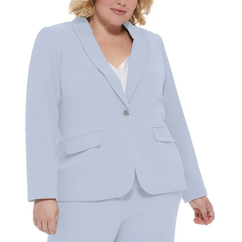 Calvin Klein Womens Plus Suit Separate Office Wear One-Button Blazer