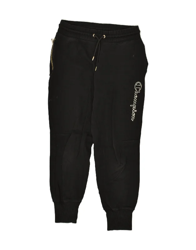 CHAMPION Womens Graphic Tracksuit Trousers Joggers UK 8 Small Black