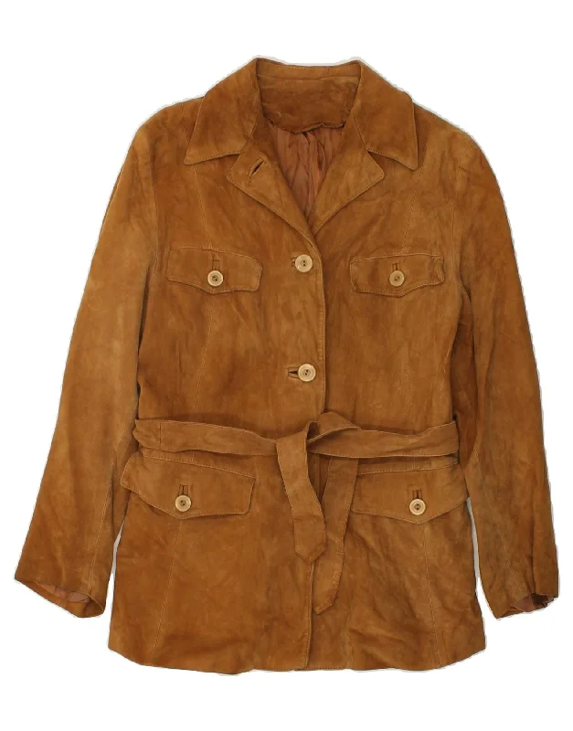 CONBIPEL Womens Suede Jacket IT 46 Large Brown Leather