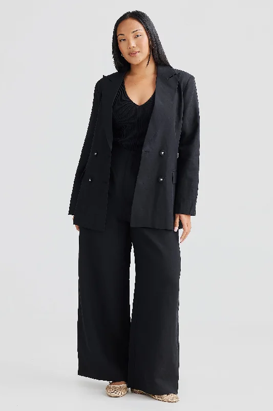 Core Linen Tailored Blazer - Black