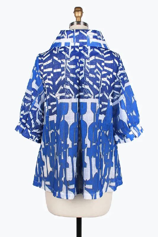 Damee Abstract pattern mid-swing jacket 4808-Blu