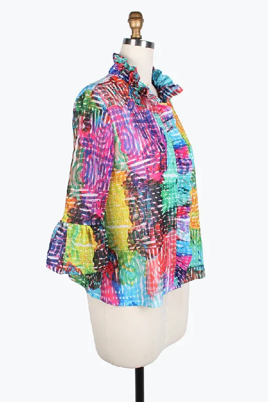 Damee Ruffle & Puffy Sleeve short jacket 4804-Multi