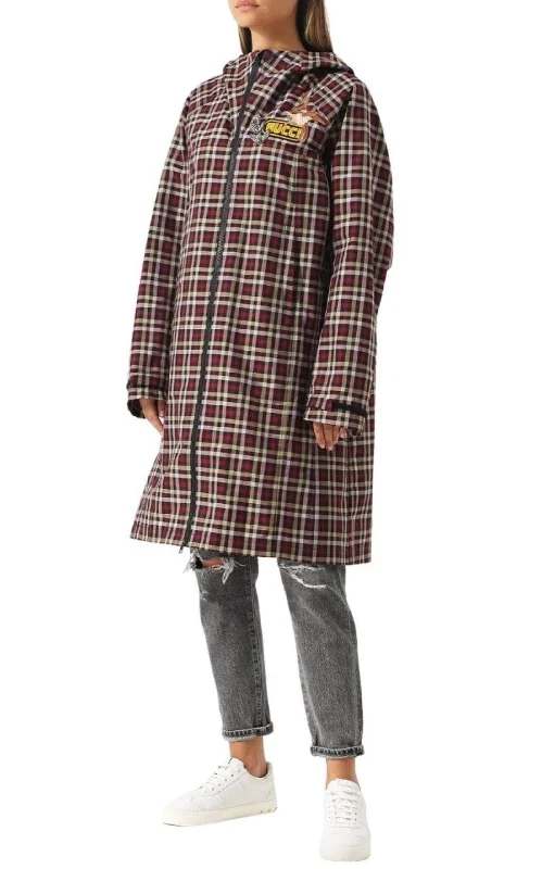 Embellished Plaid Coat