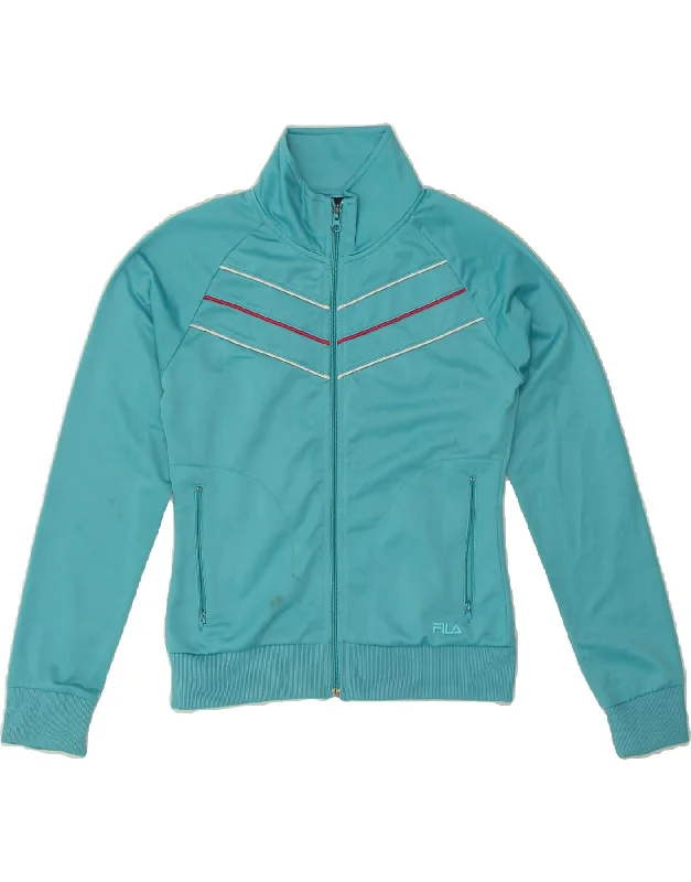 FILA Womens Tracksuit Top Jacket UK 10 Small Turquoise Polyester