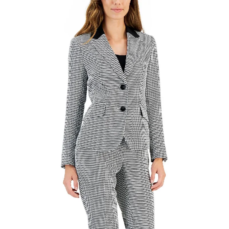 Kasper Womens Petites Houndstooth Suit Separate Two-Button Blazer