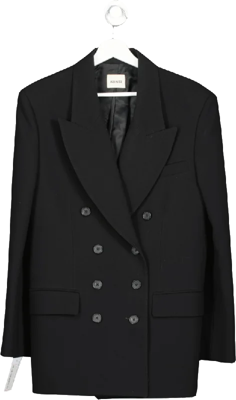 Khaite Black The Tanner Double-breasted Virgin Wool Blazer UK XS/S