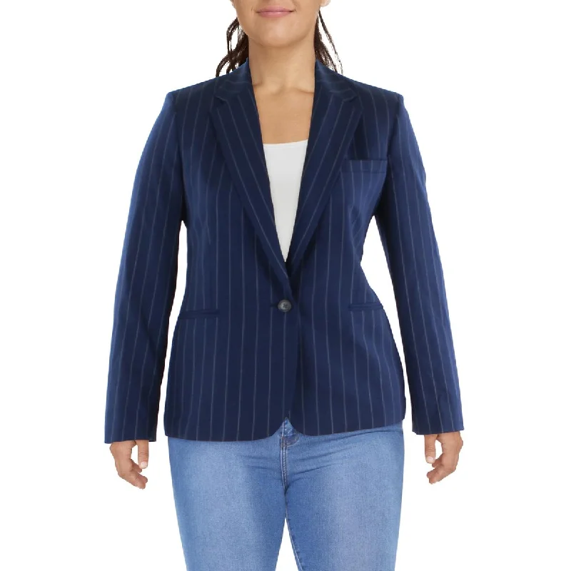 Lauren Ralph Lauren Womens Pinstripe Career One-Button Blazer