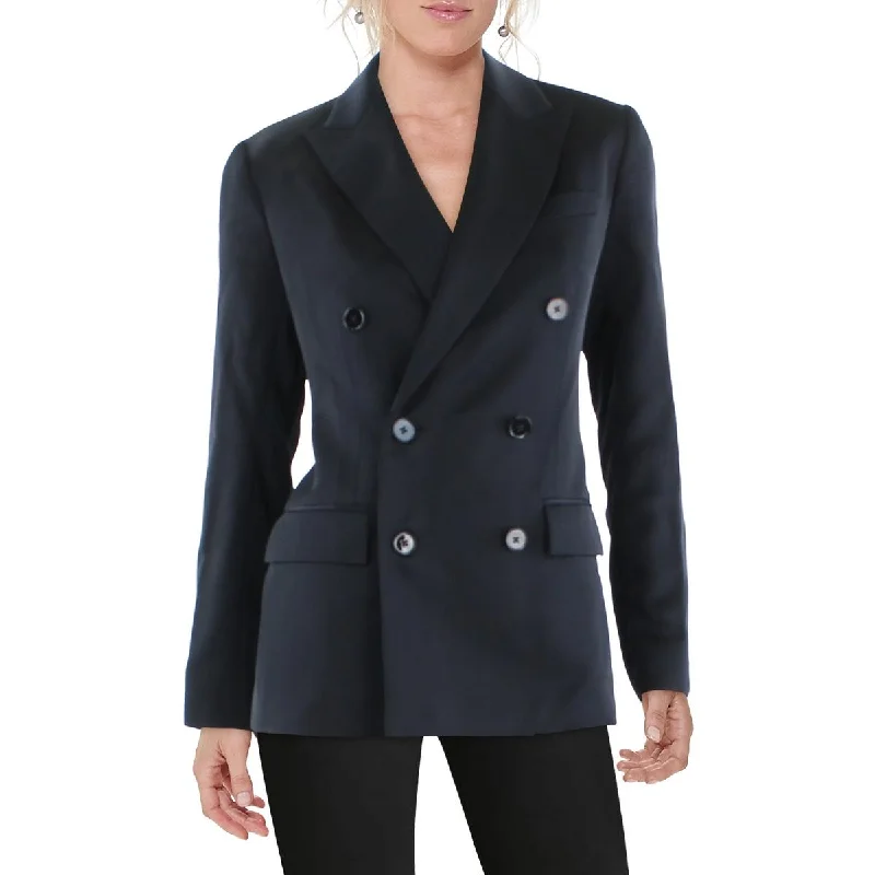 Lauren Ralph Lauren Womens Satin Business Double-Breasted Blazer