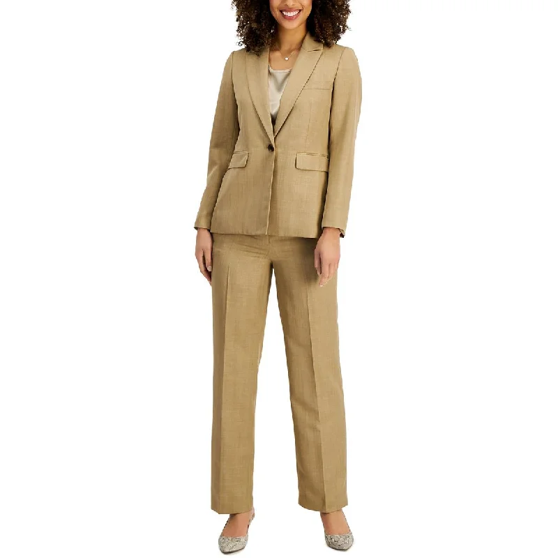 Le Suit Womens Petites Woven Striped One-Button Blazer