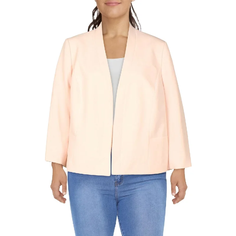 Le Suit Womens Plus Open Front Office Collarless Blazer