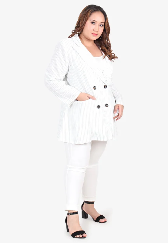 Lucy Lightweight City Pinstripe Blazer - White