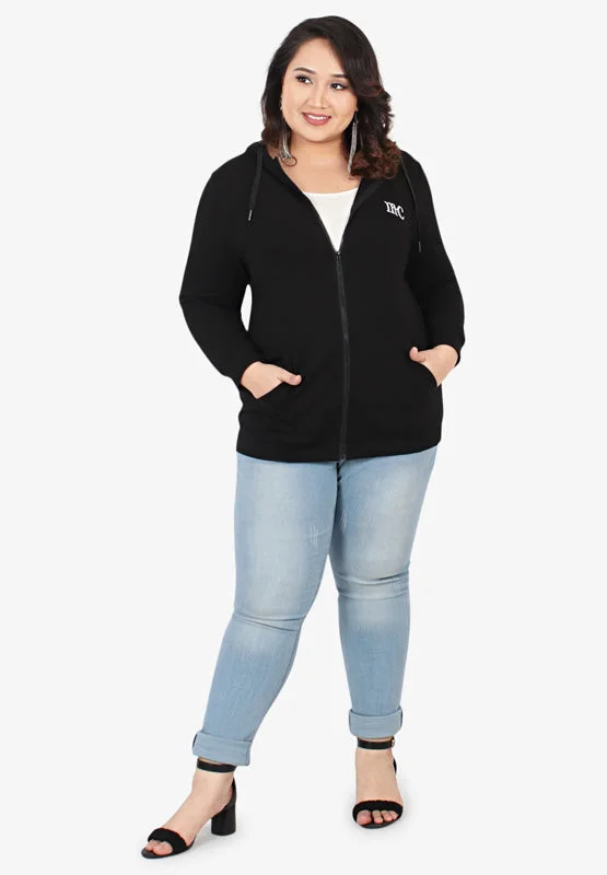 Honey Plus Size Hoodie Jacket - Black