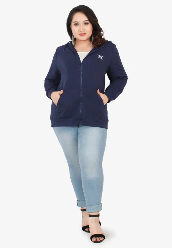 Honey Plus Size Hoodie Jacket - Blue