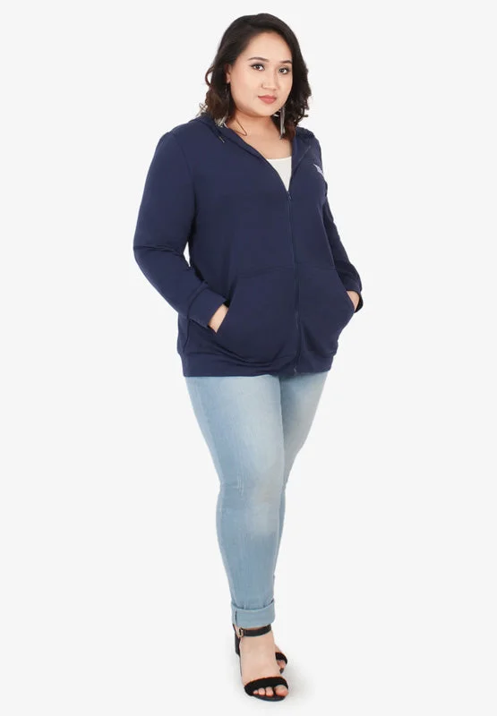 Honey Plus Size Hoodie Jacket - Blue