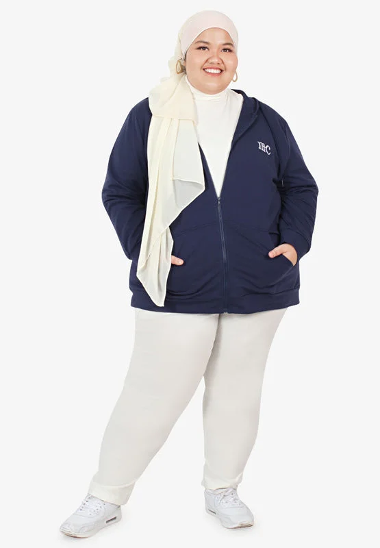 Honey Plus Size Hoodie Jacket - Blue