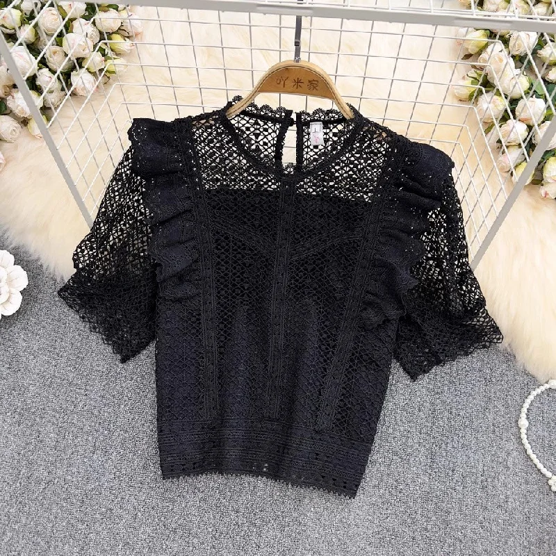 New Style Ruffle Short Lace Shirt       S3901