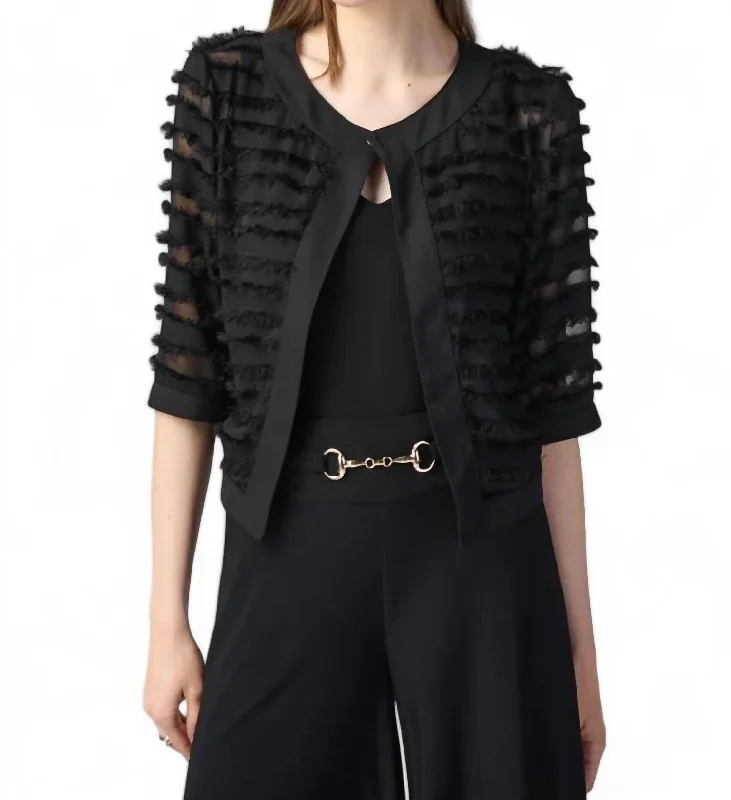 Novelty And Georgette Fitted Jacket In Black