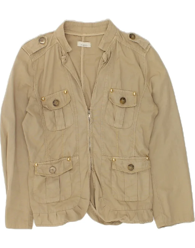 PINKO Womens Utility Jacket UK 14 Large  Beige Cotton