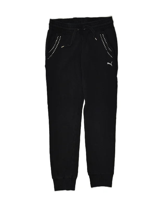 PUMA Womens Tracksuit Trousers Joggers UK 10 Small Black Cotton