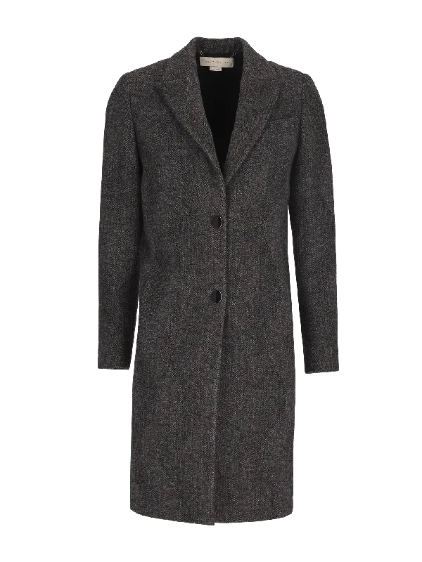 single-breasted herringbone coat