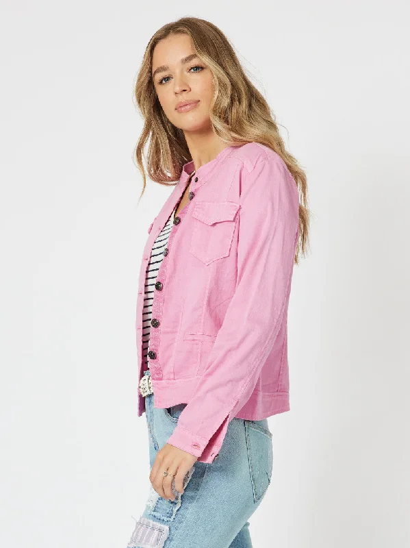 Threadz Maggie Denim Jacket Flamingo