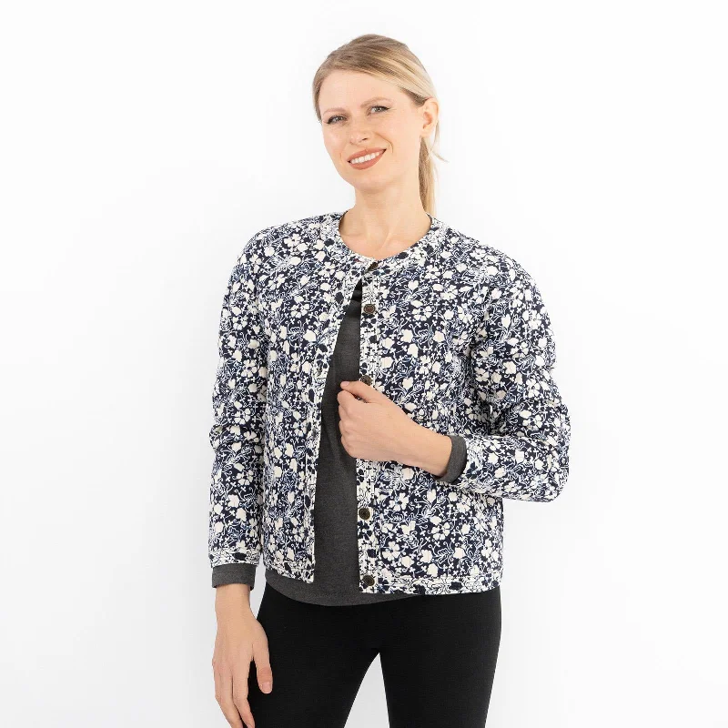 White Stuff Emma Quilted Jersey Button Up Floral Print Jackets